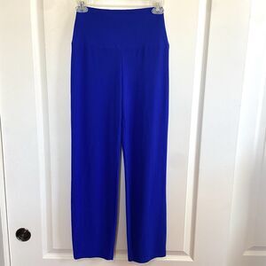 Norma Kamali Pull On High Waist Straight Leg Jersey Pants Royal Blue Size XS